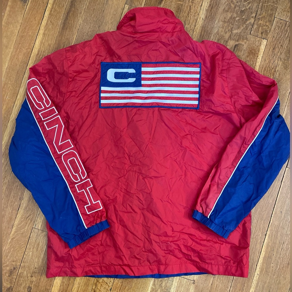 Cinch America Red White Blue Mesh Lined Nylon Windbreaker Jacket Men’s Size M
